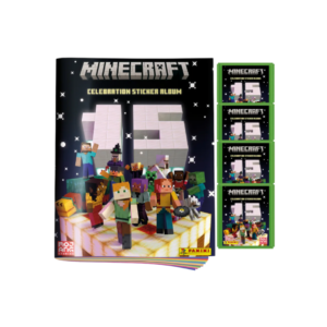 Minecraft 15 Aniversario álbum pasta suave + 4 sobres