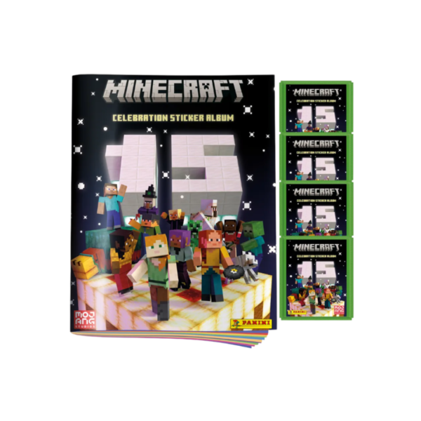 Minecraft 15 Aniversario álbum pasta suave + 4 sobres