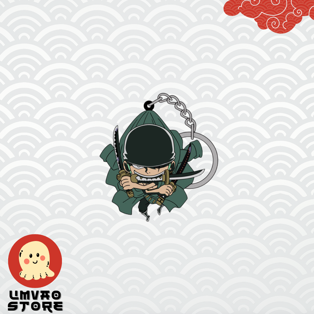 Llavero de goma One Piece Pinched Keychain - Zoro Triple Wield