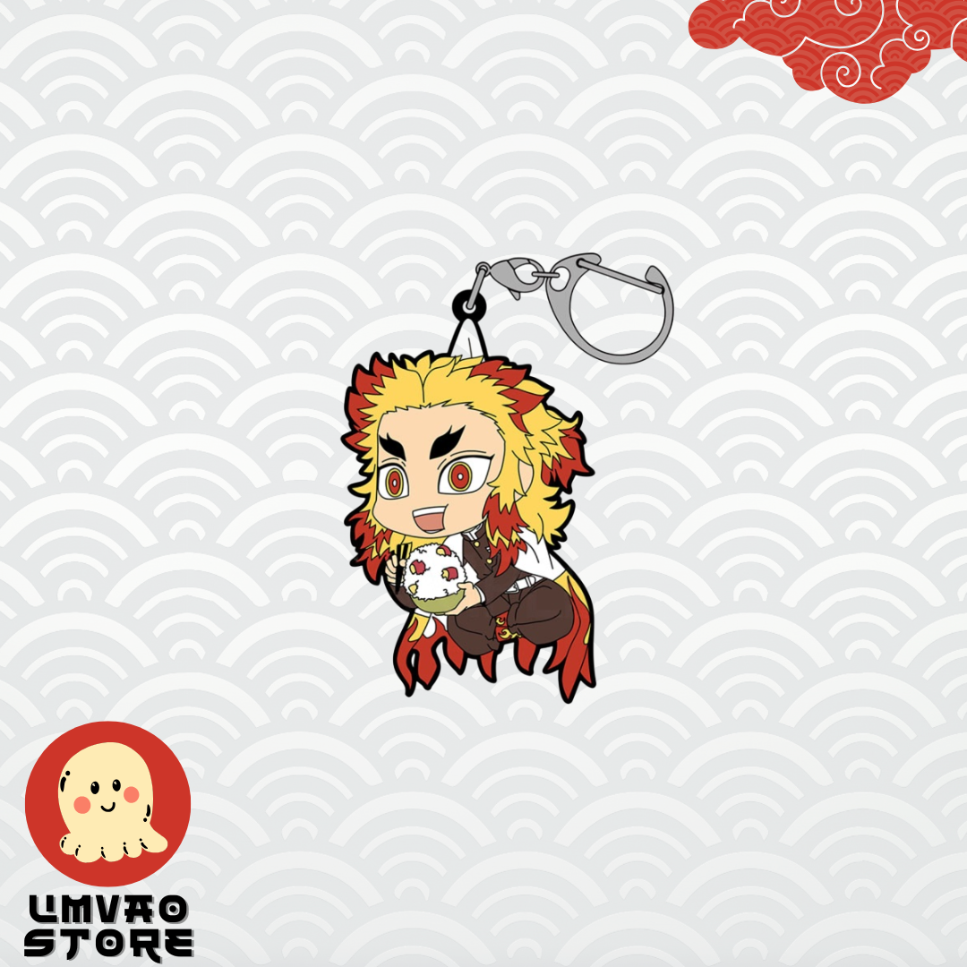 Llavero de goma Demon Slayer Tsumamare - Kyojuro Rengoku Sweet Potato Rice Ver.